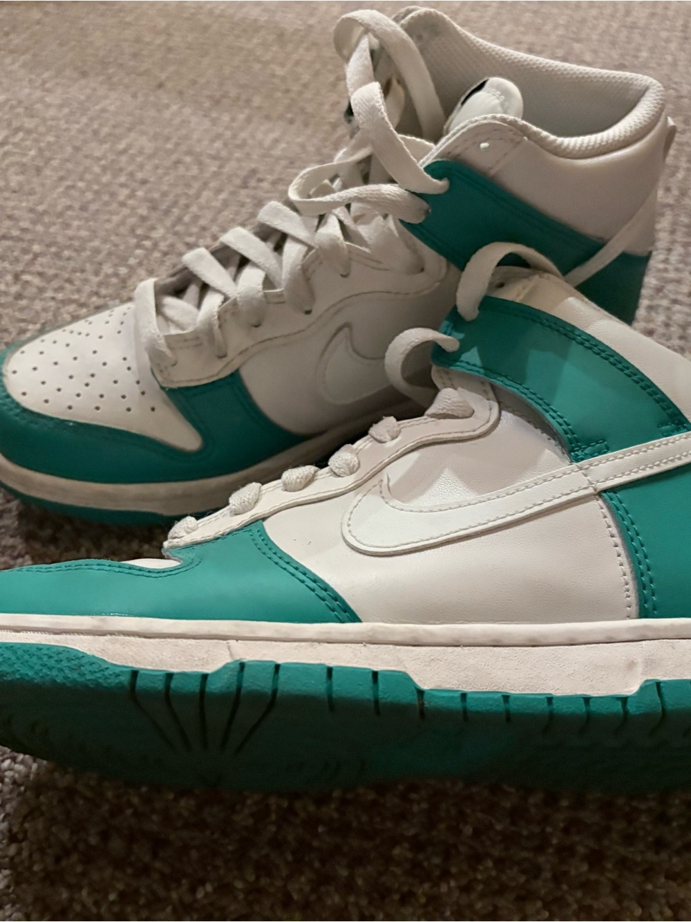 Nike Dunk High White and Green High-Top Sneakers